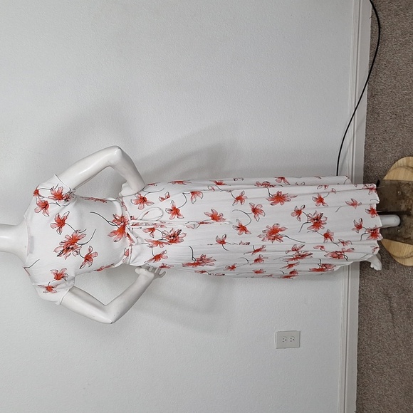 Cotton On White Red Floral Romantic V-Neck Boho High Low Wrap Maxi Dress Size S - Picture 6 of 14